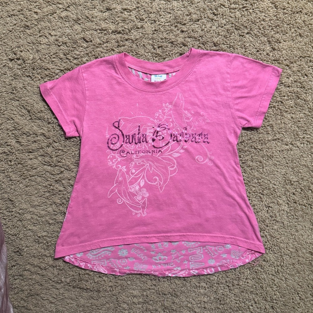 Charming Pink Kids Tee with Santa Barbara Design